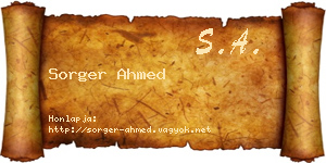 Sorger Ahmed névjegykártya